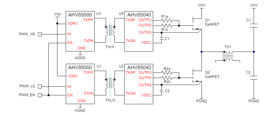 Application Circuit Diagram - Allegro MicroSystems AHV85000 & AHV85040 Isolated-Driver Chipsets